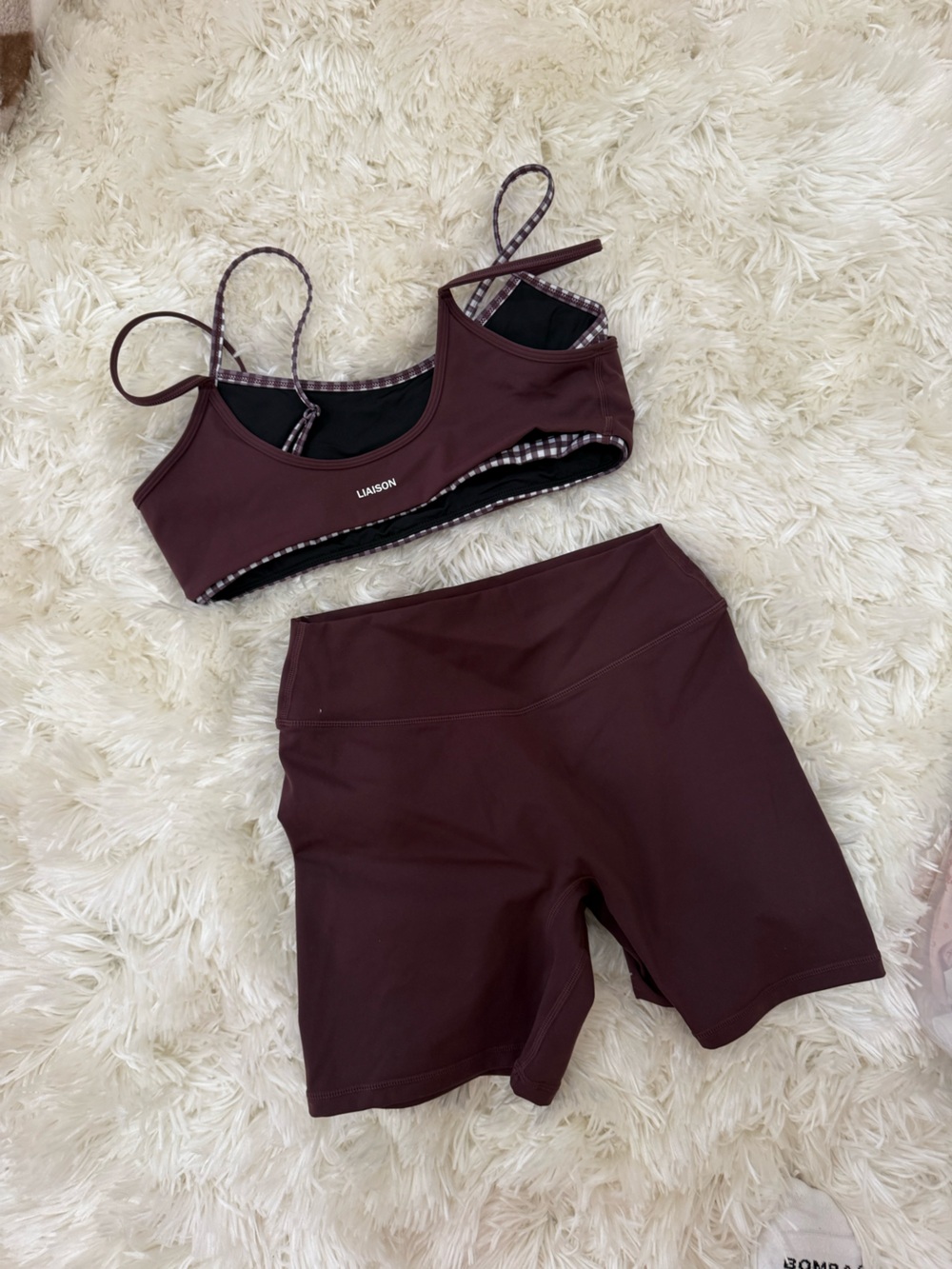 LIASON THE LABEL CHERRY CHOCOLATE Sports Bra & Bike Shorts Set - Picture 3 of 3